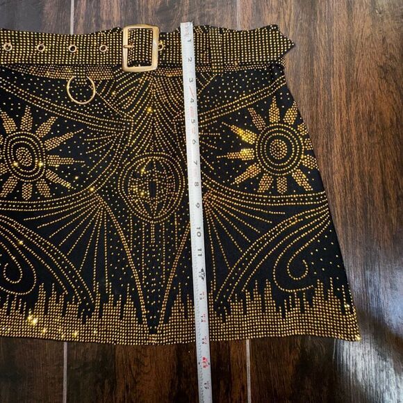 Day G Gold Studded Mini Skirt with Belt | Art Deco Festival Glam size Large - Picture 9 of 10